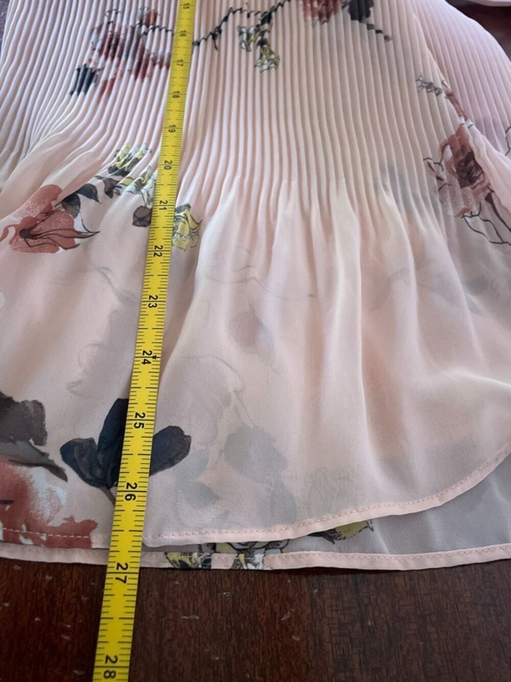 Pleione Blush Pink Floral Pleated Peasant Blouse Top Long Sleeve Size XL Boho - Picture 7 of 10